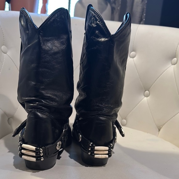 Black and Silver Ankle Boots with Harness Detail - Picture 3 of 8